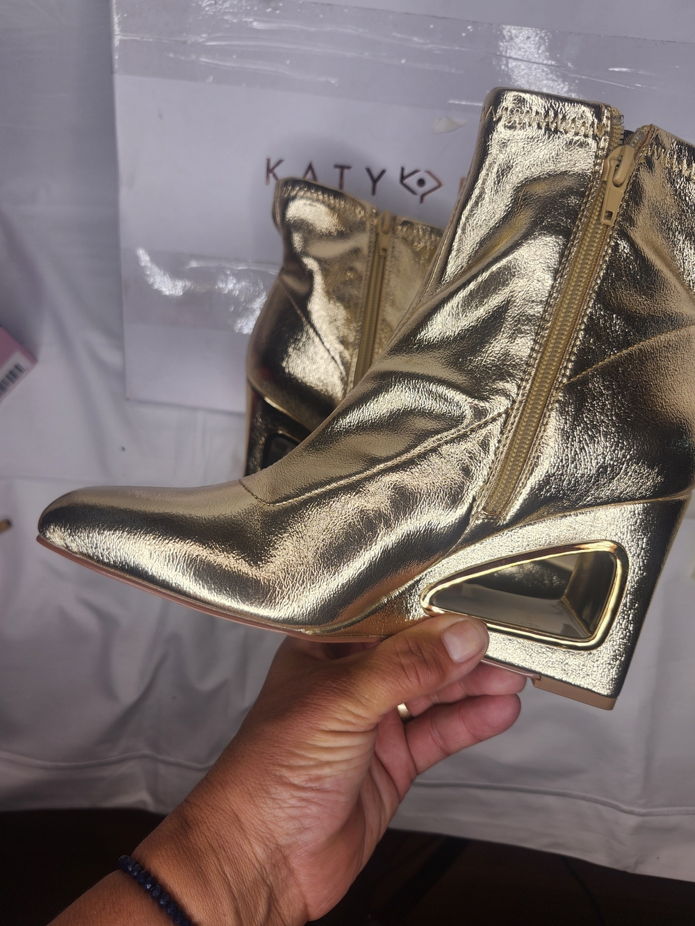 Katy Perry Collections Metallic Gold Ankle Boots - Picture 4 of 6